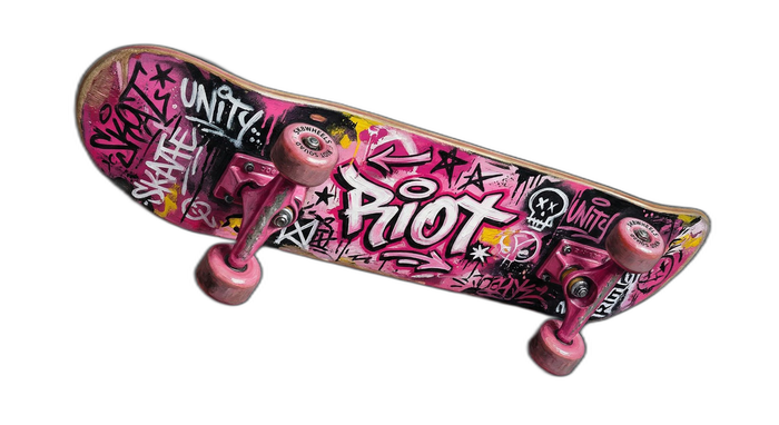 Pink graffiti skateboard